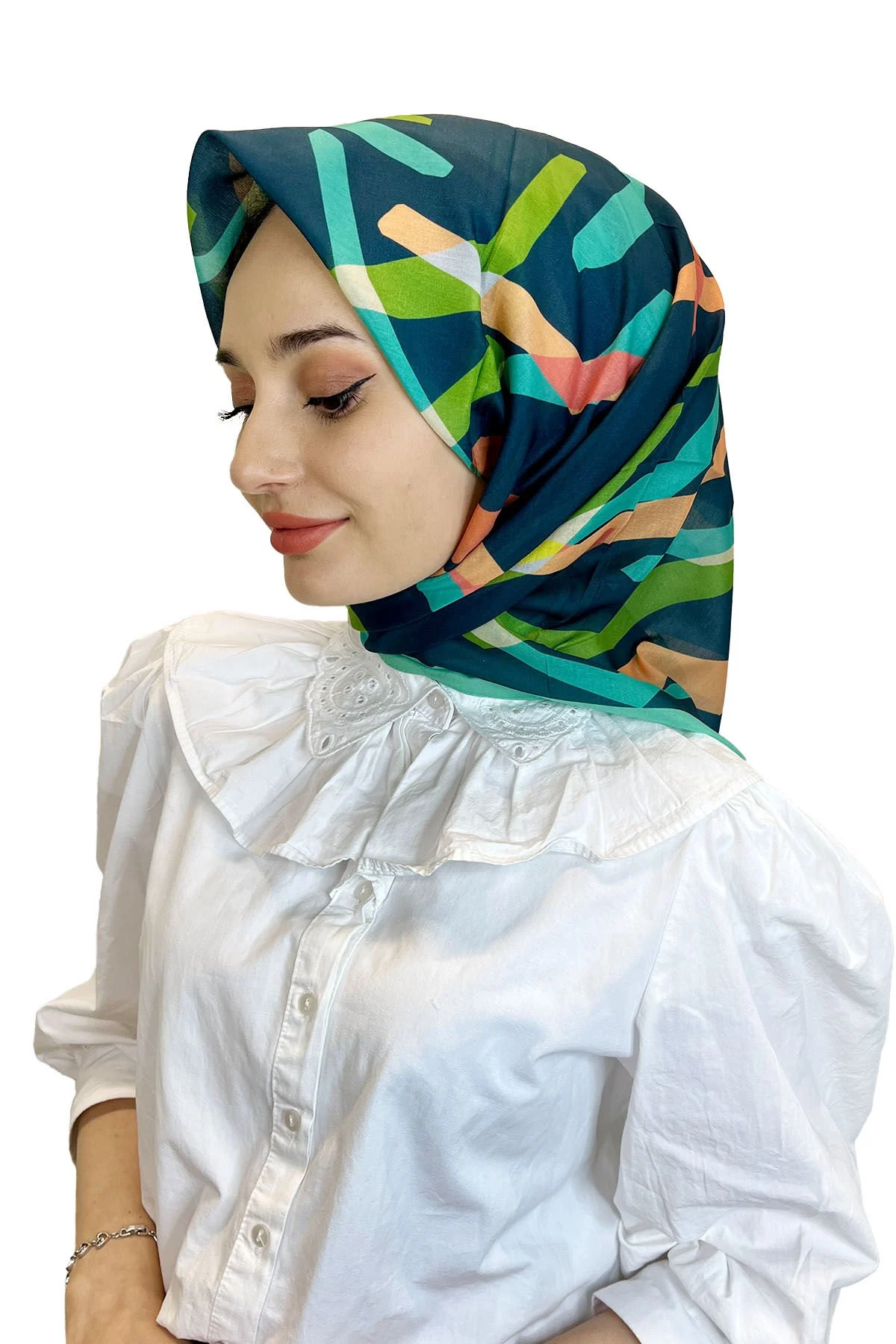 Eflatun Pamuklu Cotton Scarf Desenli Pamuklu Eşarp