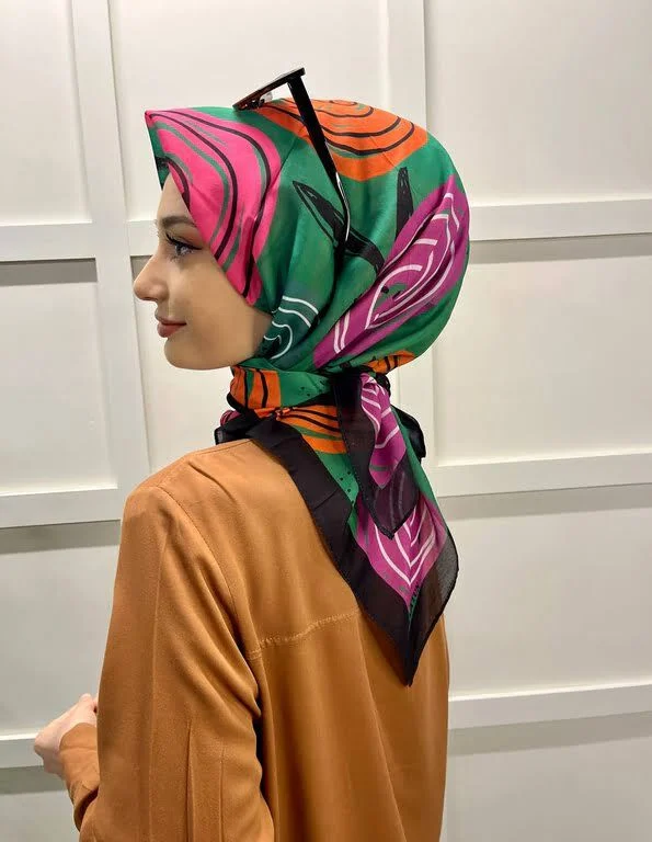 Eflatun Pamuklu Cotton Scarf Desenli Pamuklu Eşarp